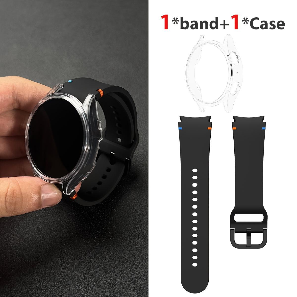 

Набор из 2 шт. Ремешок и Чехол для Samsung Watch FE/7/6/5/4/5 Pro Стиль Плоского Шва Подходит для циферблатов 40/44/45 мм Защита от падений Подарочная коробка for Galaxy Watch6 (4