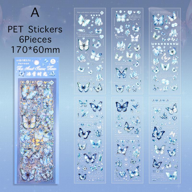 

Journamm 6pcs/pack Butterfly Decor Stickers PET Material DIY Cut Collage Junk Journal Scrapbooking Aesthetics Sticker Stationery
