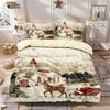 3pcs Christmas Town Print Chipless Bedding Set Multi Size Bedroom and Dormitory Duvet Covers Soft Machine Washable Decoration