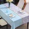 Light Luxury Jinlang Tablecloth Waterproof And Oil-Proof Pvc Tablecloth Wind Contrasting Color Coffee Table Cloth Fresh Blue