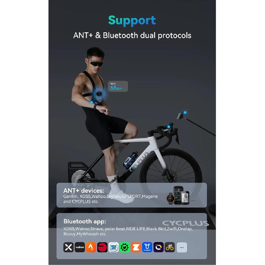 CYCPLUS Heart Rate Chest Monitor BLE ANT+ IPX7 Heart Rate Chest Strap Cycling Bike Computer Accessories Cadence Speed Sensor