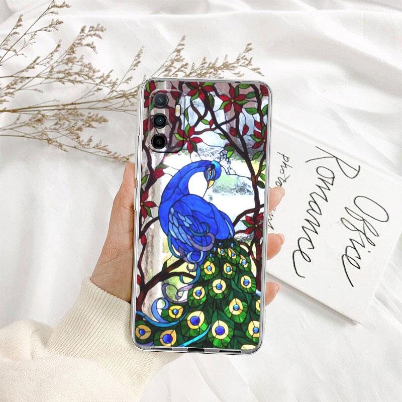 IK53 Peacock feather Transparent Phone Case for Samsung Galaxy A04 A04S A14 A23 A34 A54 M23 M33 M52 M53