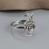 Adjustable Open Ring Women Men Vintage Rose Flower Cutout Boho Style Plated Copper Jewelry