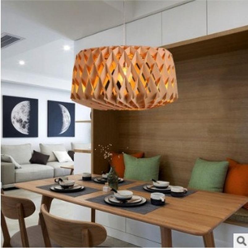 40cm Wooden Chandelier E26/E27 Wooden/Black Veneer Ceiling Light Southeast Asian Japanese Style for Hotel Bedroom Restaurant