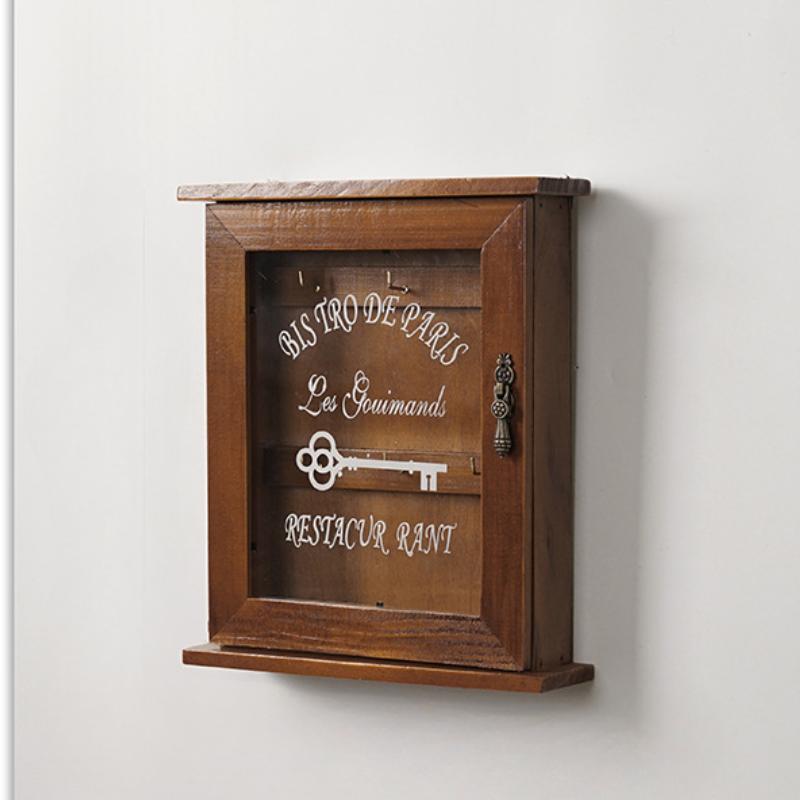 

1 шт. Органайзер для ключей, настенные крючки для ключей, винтажный шкаф для ключей, деревенский держатель ключей, деревянный настенный шкаф для ключей, стеклянный держатель ключей коричневый