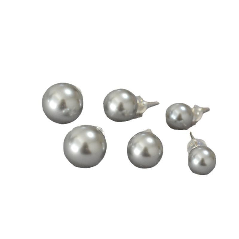 Korean Luxury Silver-Gray Pearl 925 Silver Earrings