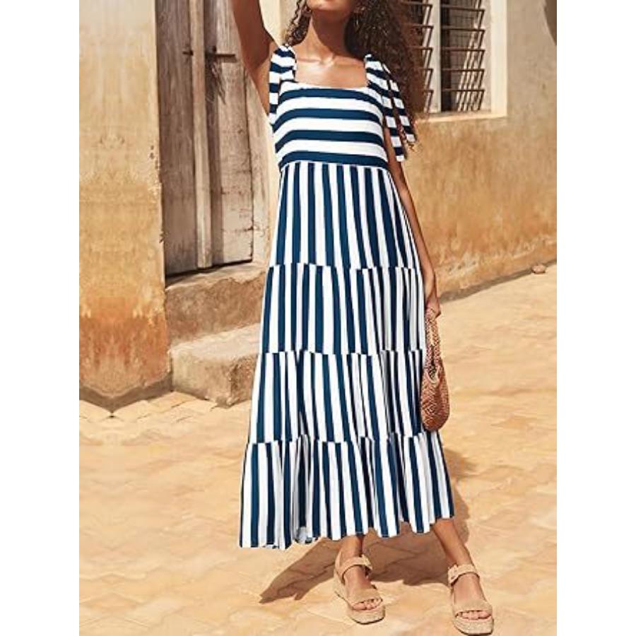 Dámské úzké šaty s popruhy a potiskem, bez rukávů, s kapsou na zip, vrstvené, boho, dlouhé plážové šaty