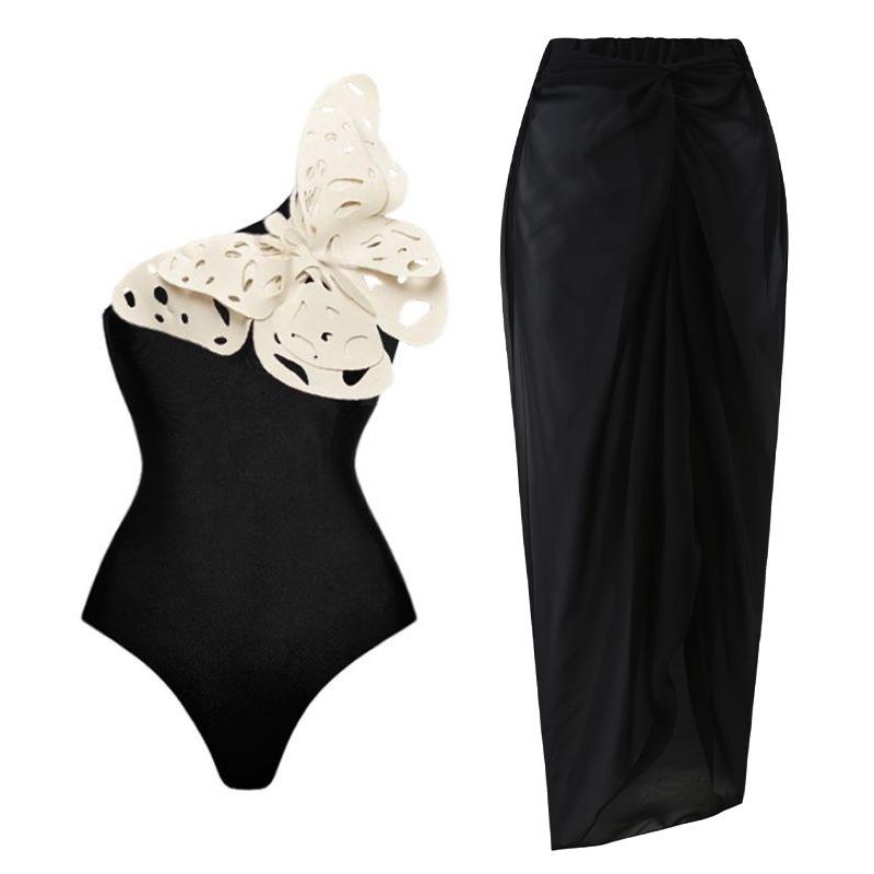 European & American Women’s One-Shoulder Pearl Flower Slimming One-Piece Swimsuit – Quick-Dry, Breathable, Lightweight & Sexy