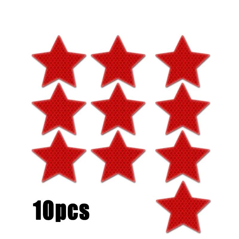 10pc Star Shape Safety Warning Tapes Stickers Intensity Grade ReflectiveSelf-Adhesive Fence Bags Outdoor Car Accessories