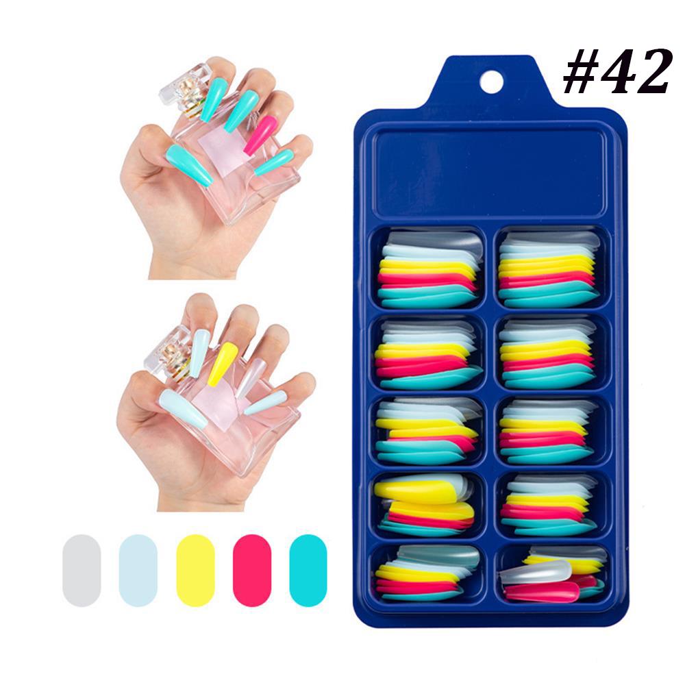 24/100Pcs Candy Color False Nail Tips Full Cover Matte Acrylic Ballerina Fake Nails Tip DIY Beauty Manicure Extension Tools