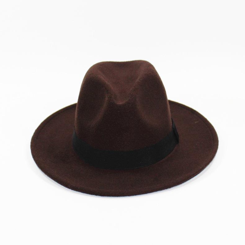 Unisex European & American Retro Wool Felt Jazz Hat with Wide Brim