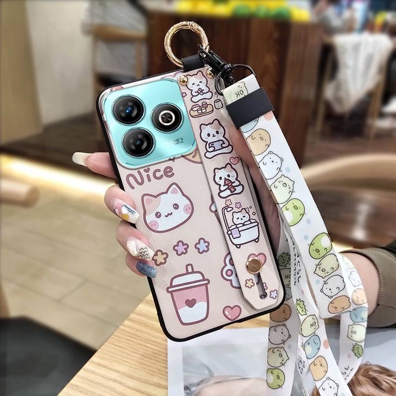 Waterproof Wristband Phone Case For ZTE Blade A75 4G/Z2359 Anti-dust Kickstand Durable Dirt-resistant Phone Holder Cute