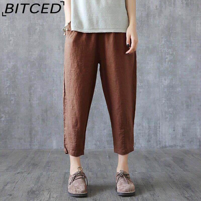 BITCED Plus Size Elastic Waist Harem Pants for Women