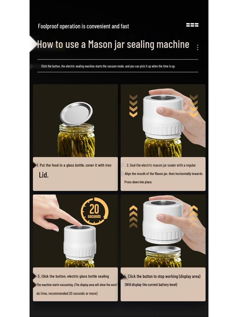 Automatic Mason Jar Vacuum Sealer: Compact Household Preservation Device