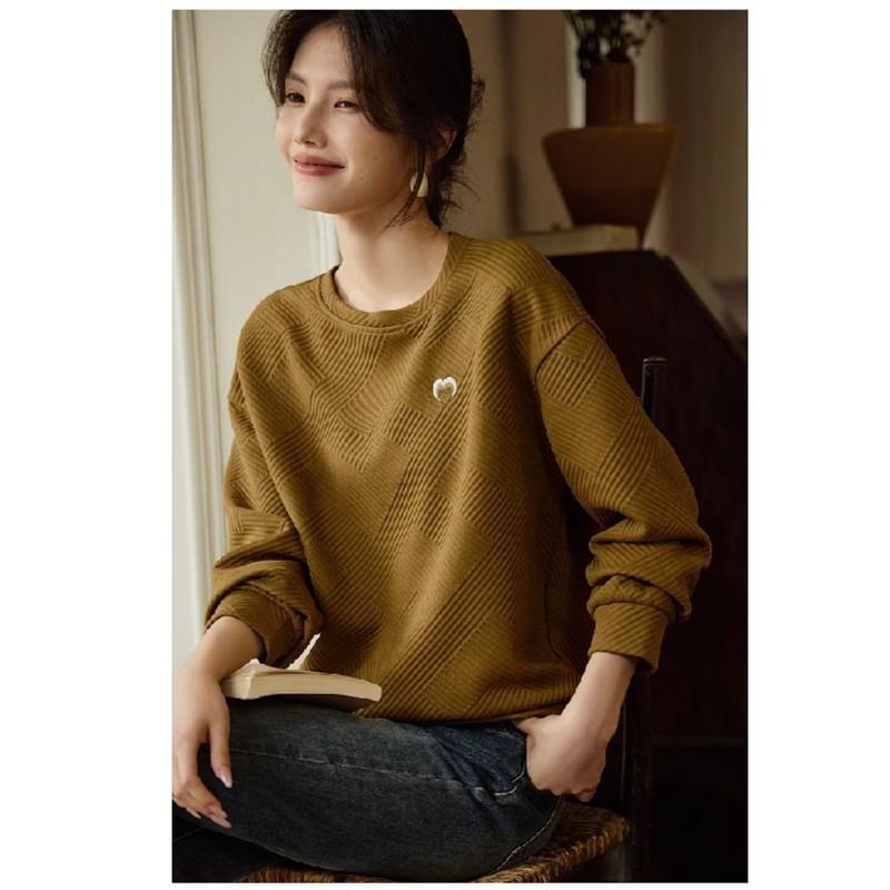 Commuter Versatile Love Embroidery Texture Sweatshirt for Women In Autumn This Year's Fashion Sweatshirt