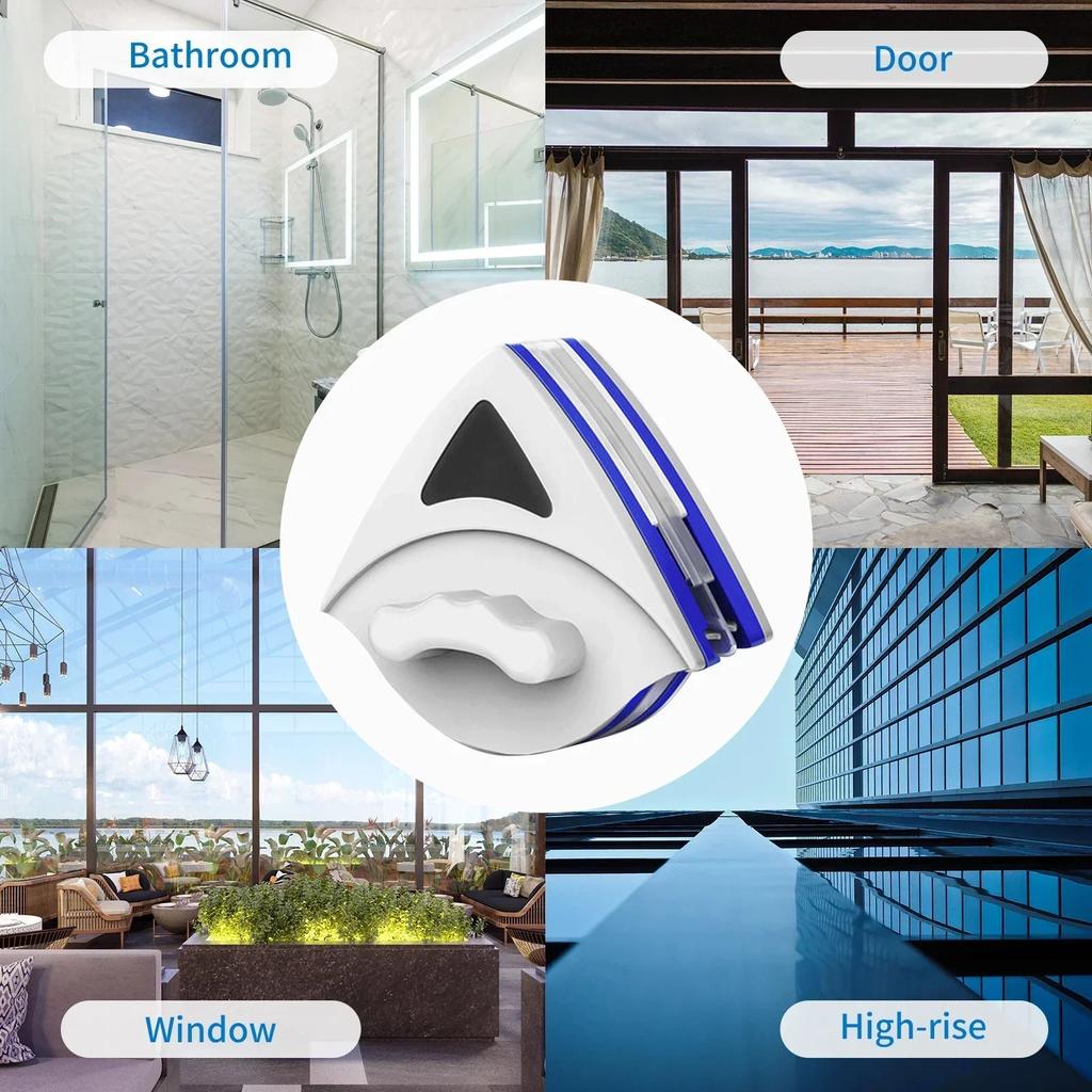 Magnetic Double Layer Glass Cleaner Home Multifunctional High Rise Window Cleaner Tool Automatic Drainage Strong Grip Long Reach