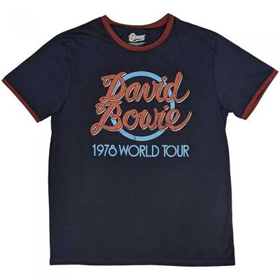 David Bowie Unisex Adult 1978 World Tour Ringer Cotton T-Shirt