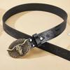 Floral Engraved Western Cowboy Waistband PU Leather Longhorn Bull Belt  Waist Accessories