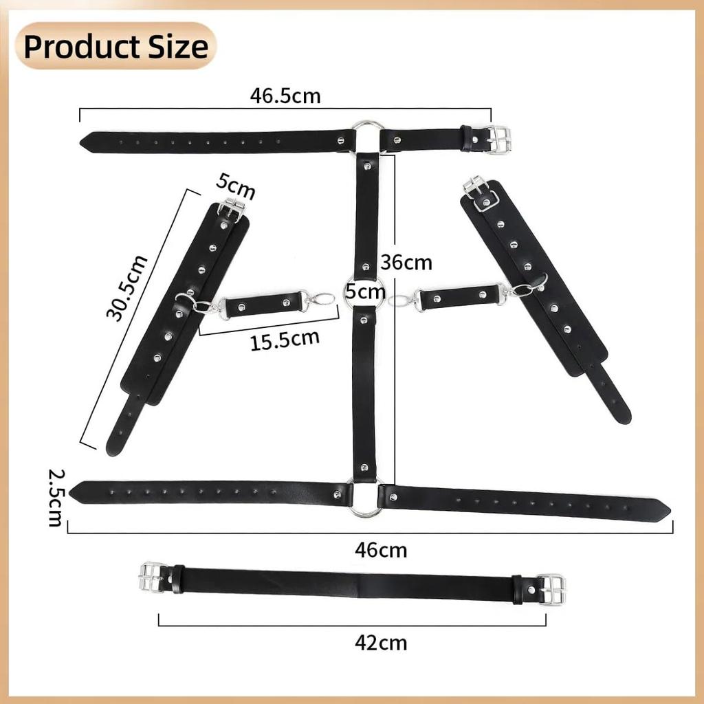 Sex Bondage Harness Neck to Wrist Restraints Set Sex Toys Leather Behind Back Restraints SM Bondage Waist Belt for Adult SM Game