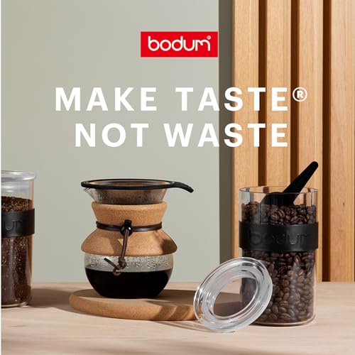 BODUM POUR OVER Drip Coffee Maker with Stainless Steel Mesh Filter, 500ml, and Cork Cover (Authentic) 11592-109