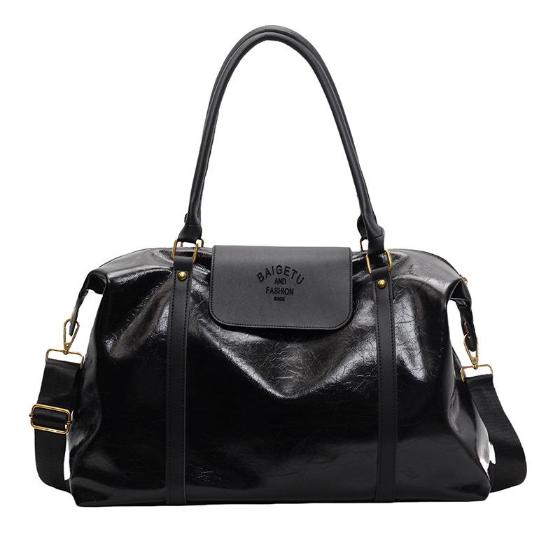 

Модная водонепроницаемая спортивная наплечная сумка, сумка для спортзала с отделением для сухих и мокрых вещей, простая сумка для ручной клади для коротких деловых поездок чёрный