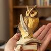 Owl Statue for Good Luck & Wisdom | Antique Multicolour Owl Showpiece for Home Decor & Office Desk