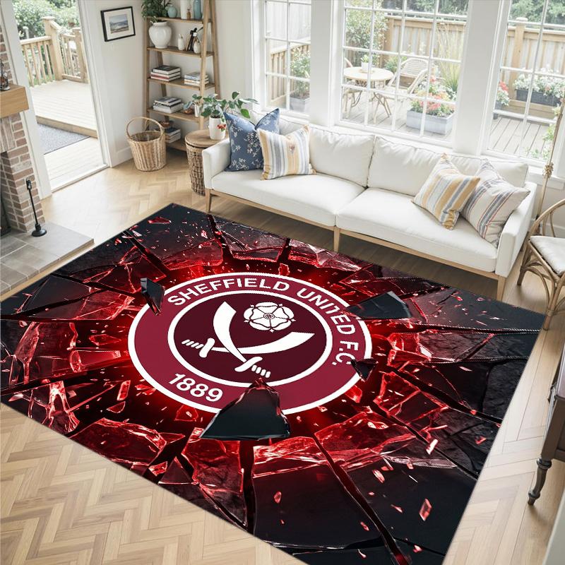 Sheffield United Football Design Crystal Velvet Carpet Cozy Non?Slip Printed Rug For Bedroom Living Room Entrance