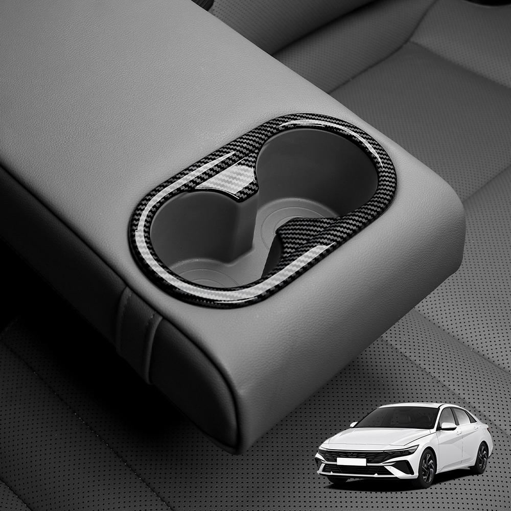 

For Hyundai Elantra CN7/CN7 N 2026 2026 Carbon Fiber Style ABS Rear Passenger Seat Water Cup Holder Frame Cover Trim LHD/RHD