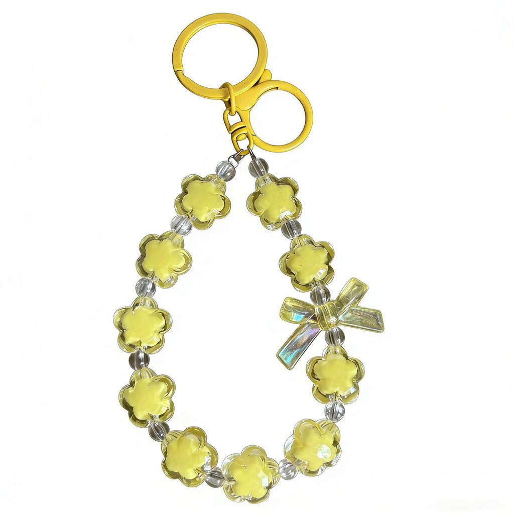 Acrylic Flower Beaded Phone Strap Keychain & Bag Accessory