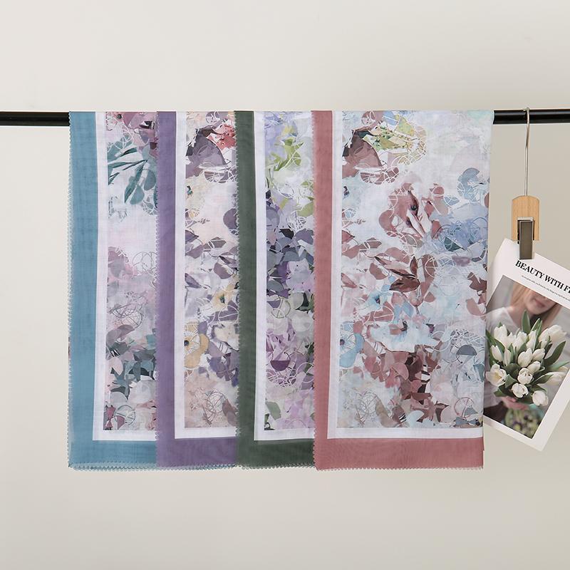 New Malaysia Printed Hijab Scarves Cotton Voile Square Scarf Hijab Tudung Bawal Muslim Women Headscarf Wraps Hijabs 110*110cm