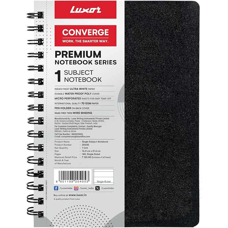 Luxor Compact Executive Single-Ruled A5 Notebook, 160 Pages, 14.0 * 21.6 Cm, Ideal For Efficient Business Note-Taking 5