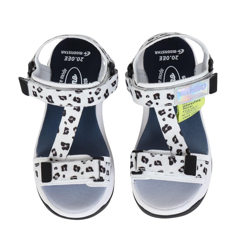 Sandales NM J129 Filles cm 2E [Moonstar] Blanc/Animal 22.0