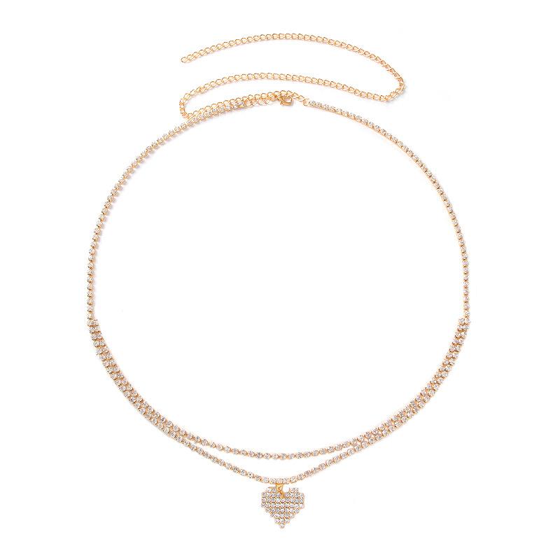 

Y2K Waist Decor Chain For Women Trendy Heart Pendant Jewelry Belt Glitter Sexy Body Chain Girls Fashion Waist Decoration Chain 70cm золотой