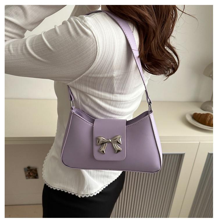 Chic French Butterfly Bow Shoulder Bag 2024 Summer Trendy Street Style Pu Material