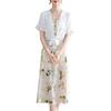 2026 Summer Fashion Chiffon Two-Piece Skirt Set for Middle-Aged & Elderly Women - Short Sleeve Dress
