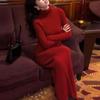Interior High Neck Knitted Dress with Temperament As A Base Skirt for Women's Autumn and Winter Slim Fit and Slimming Sweater Skirt