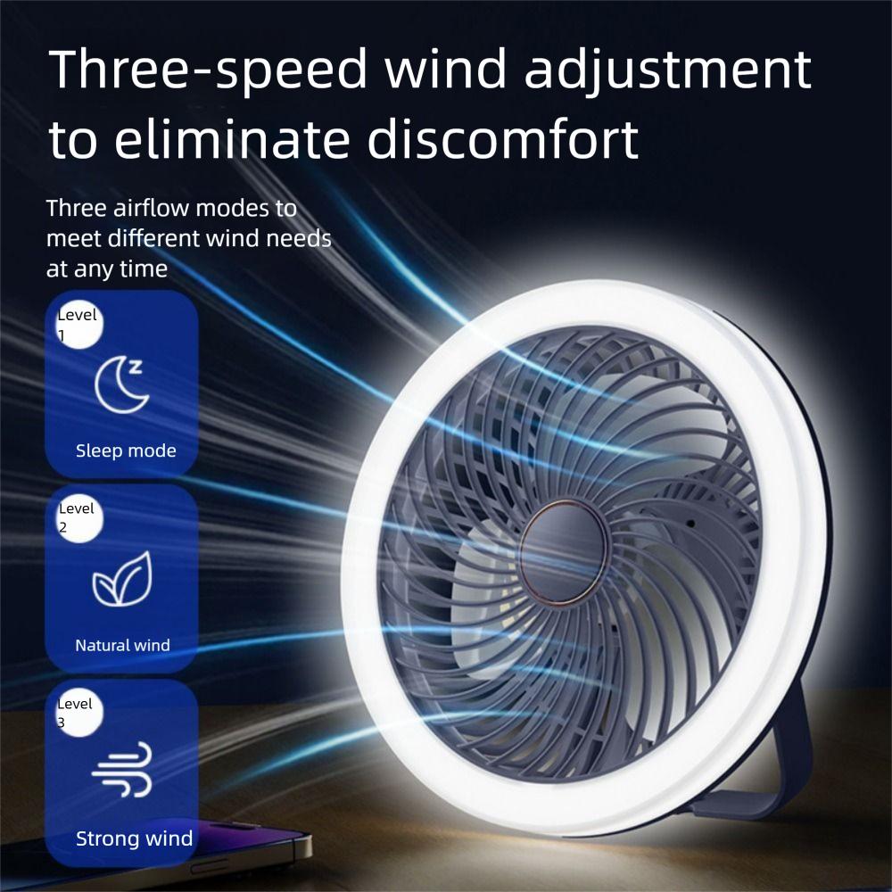 Adjustable Ceiling Fan with LED Lamp Remote Control Portable Air Cooler LED Lantern Fan  Table Top