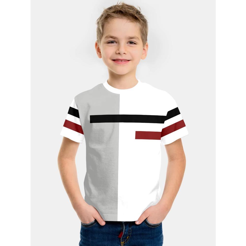 Kids Clothes Gradient Paris Printed T-Shirt Summer Outdoor Boys Girls Casual Short Sleeve Fashion Trend Street Child Top