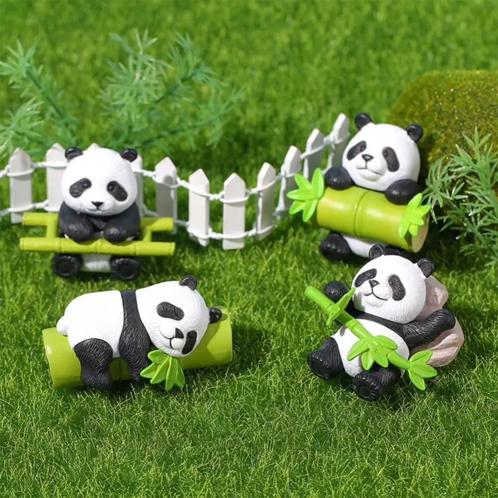 Panda Collectible Toy Bamboo Panda Figurine Set Resin Toy Model Sculptures for Cake Toppers Desktop Ornaments Festival Gifts 8