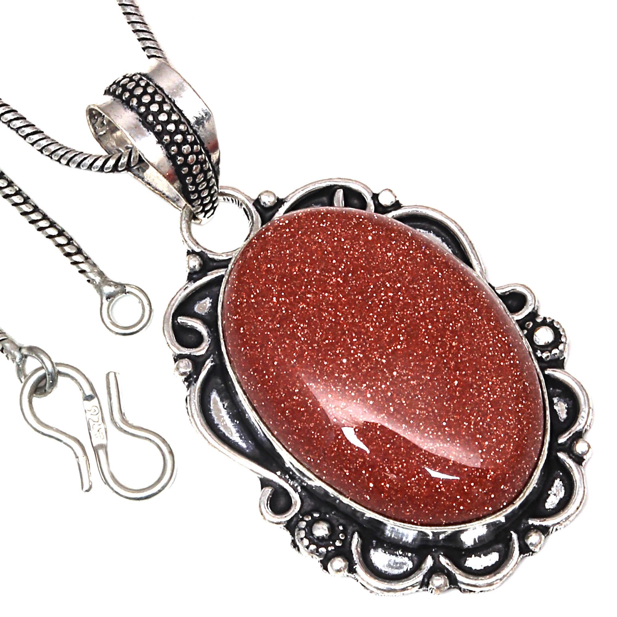 

Pendant Red Sunsitara Gemstone Valentine Day Gift Silver Jewelry 2