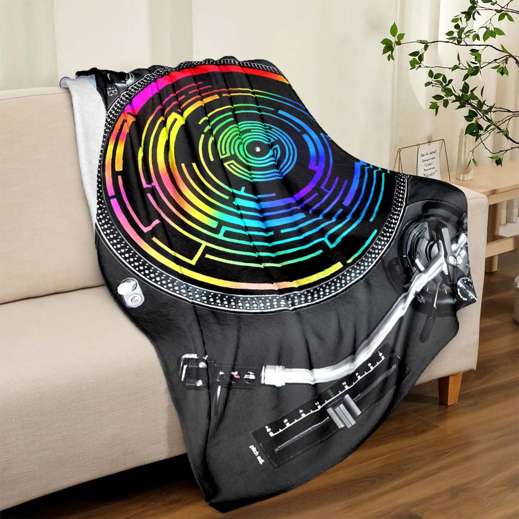 Record Player Blanket Soft Warm Throw Blanket Nap Blanket For Couch Sofa Office Bed Camping Travel Multipurpose Gift Blanket For All Season