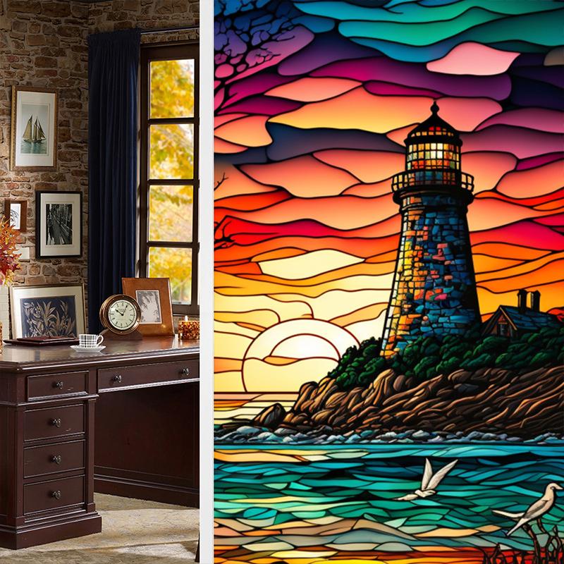 

Красочные ретро-цветы, птицы, оконные пленки, ПВХ-наклейки на электростатическое стекло, витражные пленки, статическая пленка для матового стекла 45x100cm