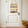 Rustic Pumpkin Door Sign Set, Wooden Scarecrow Wall Hanging Decor with Sunflower and Maple Leaf, Vintage Fall Harvest Welcome Plaque
