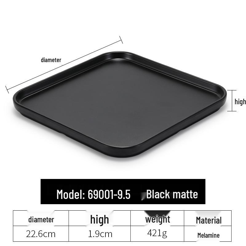 Black Melamine Japanese Sushi Tray - Long Shallow Plate for BBQ & Food Arrangement