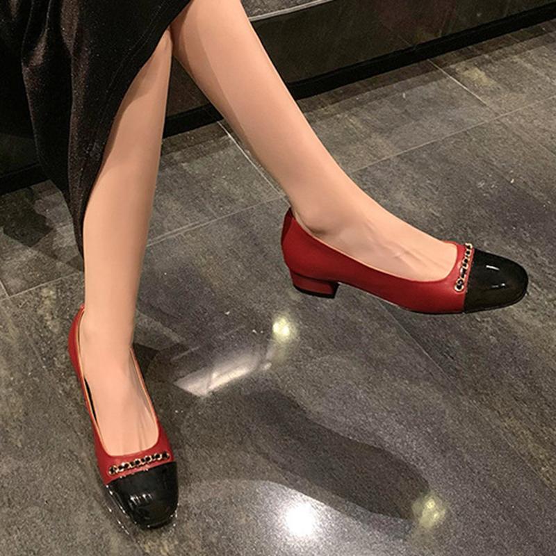 3CM Women's Genuine Leather High Heel Shoes Spring Fashion Leisure Wedding Women Heels Shoes Concise Mature Heels Pumps 34-39