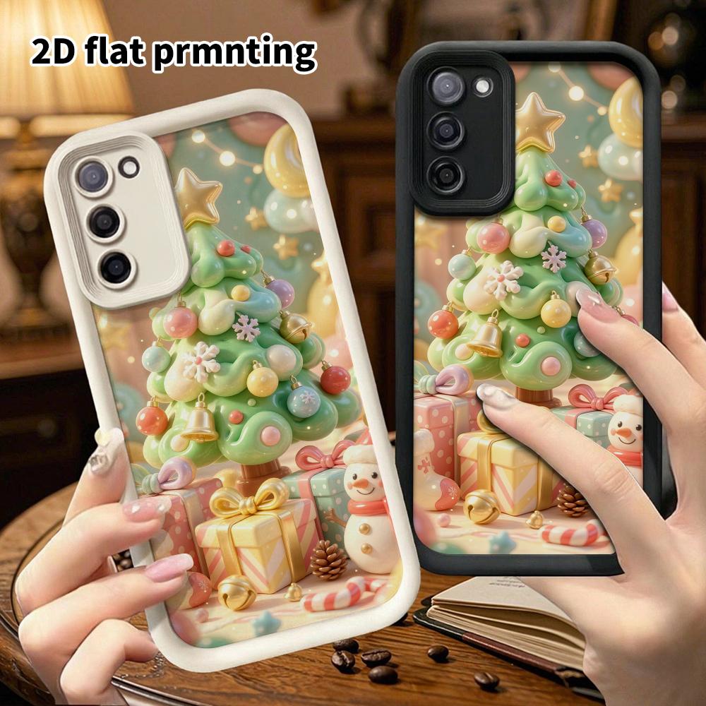 Phone Case: 2D flat design suitable for Samsung Galaxy A34 A35 M05 M06 S20 S22 S21 FE Plus 5G protective case, macaron Christmas tree, perfect holiday