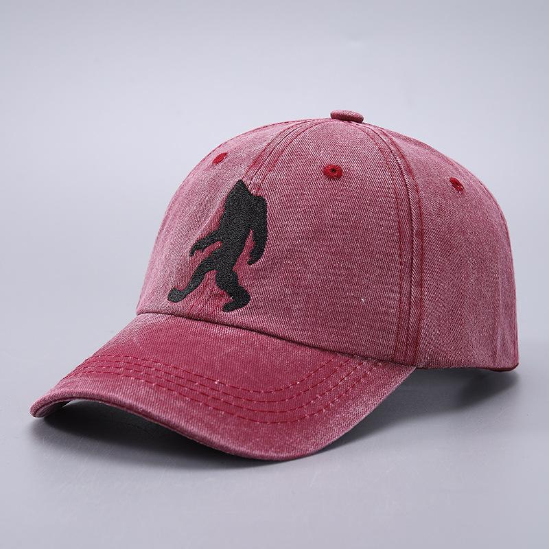 Cotton Denim Washed Baseball Cap with Men's and Women's Printed Ape Man Hat Suitable for Outdoor Sun Protection, Adjustable