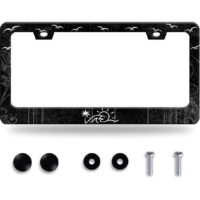 I Hope Something Good Happens To You Today License Plate Frame Funny Text License Plate Frames Stainless Steel Accessories Cars Decor With 2 Holes Waves And Sun