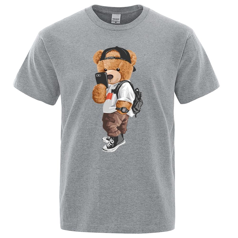 Men 2024 Fashion Ted Bear T Shirt Pure Cotton Tops Tee Funny Men Short Sleeve Crewneck Tees Summer Oversized Female T-Shirts