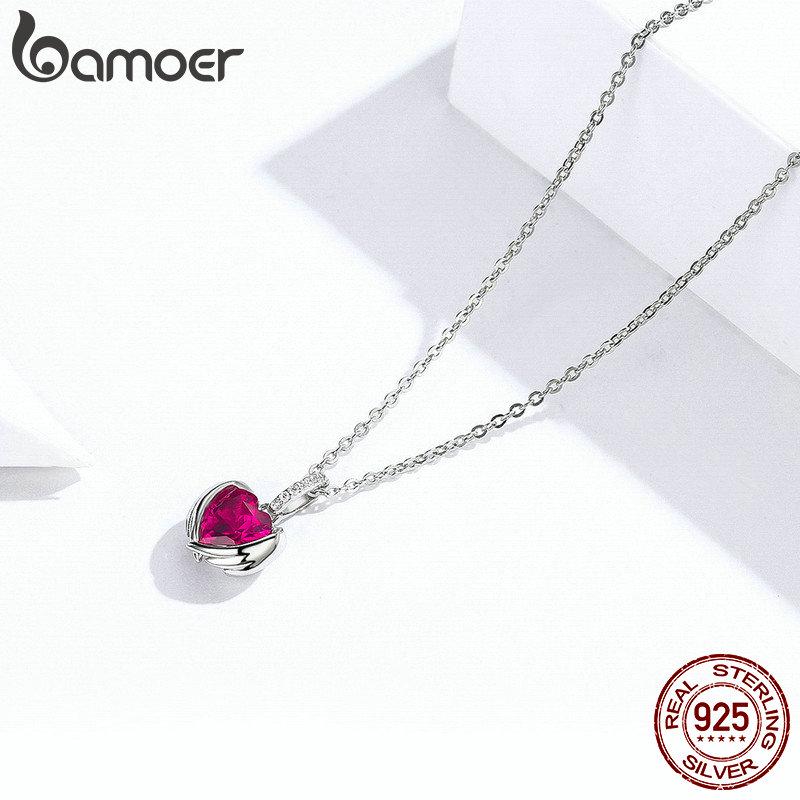 

Ожерелье BAMOER из 100% серебра 925 пробы и циркона, новое ожерелье с сердечками-хранителями для женщин, серебряные украшения